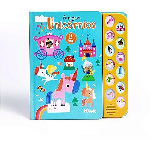 Livro sonoro unicornios 12 sons 21x21cm - magic kids (unidade)