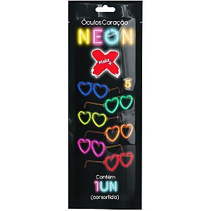 Artigo para festa oculos bastao neon coracao - make+ (pct.c/12)