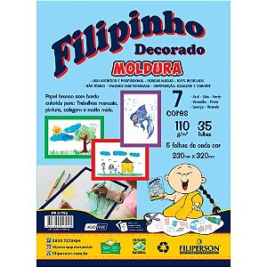 Bloco para educacao artistica moldura 7 cores a4 110g 35f - filiperson (pacote)