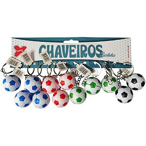 Chaveiro bola futebol 3,5cm - make+ (bl.c/12)