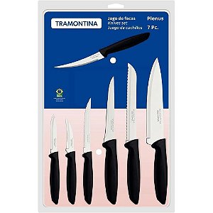 Faca jogo plenus 7pcs inox cabo pto - tramontina (unidade)