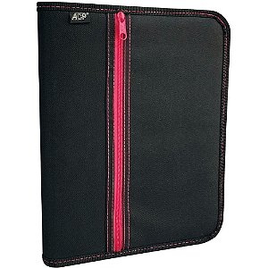 Fichario com ziper nylon preto c/bolso na capa - acp (unidade)