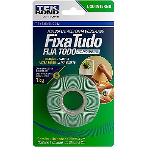 Fita dupla face fixa tudo acrilico 25mmx2m - tekbond (unidade)