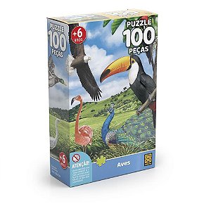 Quebra-cabeca cartonado aves 100 pecas - grow (unidade)