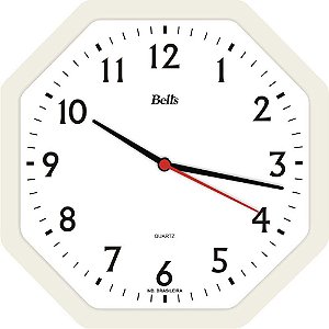Relogio de parede oitavado branco 22cm - bells (unidade)