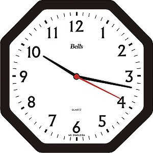Relogio de parede oitavado preto 22cm. - bells (unidade)