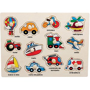 Brinquedo pedagogico madeira encaixe divertido veiculos - toy mix (unidade)
