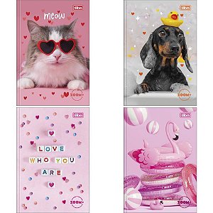 Caderno brochura 1/4 capa dura zoom+ 96 folhas feminino - tilibra (pct.c/05)