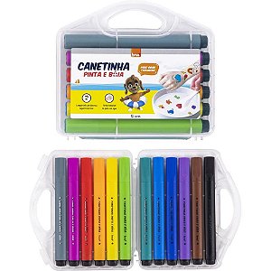 Caneta hidrografica pinta e boia c/12 unidades - brw (estojo)