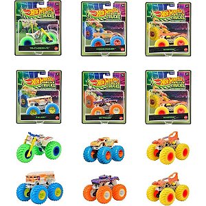 Hot wheels monster trucks glow-in-the-dark 1:64 (s) - mattel (unidade)