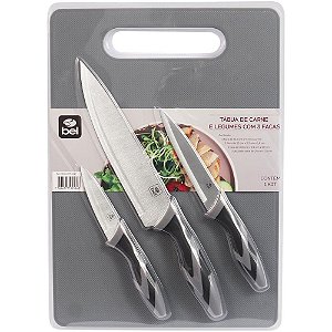 Utensilio domestico tabua corte c/3 facas - bel (unidade)