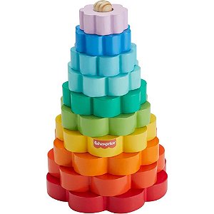 Fisher price wood aneis empilhaveis 10pcs - mattel (unidade)