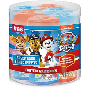 Apontador com deposito 2 furos patrulha canina 2 cores - summit (pote-12)
