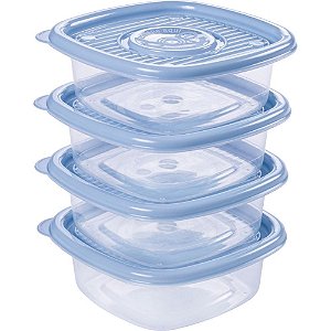 Pote plastico conj 4 potes pop qd 400ml - plasutil (kit)