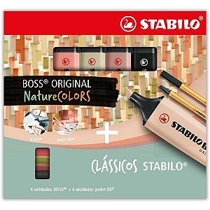 Caneta marca texto stabilo boss+point88 nature 1 - sertic (kit)