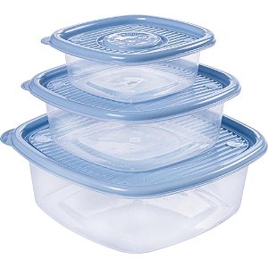 Pote plastico conj 3 potes pop qd p/m/g - plasutil (kit)