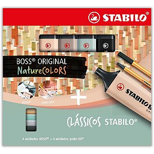 Caneta marca texto stabilo boss+point88 nature 2 - sertic (kit)