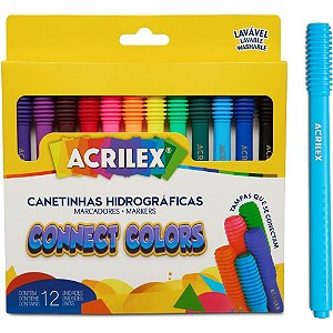 Caneta hidrografica connect colors 12cores - acrilex (pct.c/06)