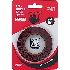 Fita dupla face massa acrilica 18mmx2m. cinza - rendicolla (blister)