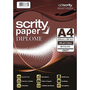 Papel kraft folha diplome kraft natural a4 120g. - scrity (pct.c/50)