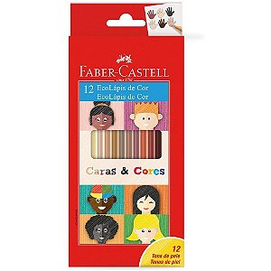 Lapis de cor sextavado caras e cores 12cores ecolapis - faber-castell (pct.c/12)