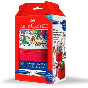Caneta hidrografica vai e vem 50 cores c/estojo - faber-castell (pct.c/02)