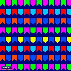 Tnt estampado 1,40m 40g bandeirinha neon - mewi (rl-25mts)