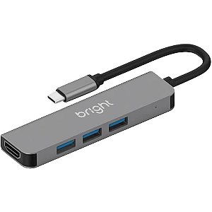 Hub usb tipo c 3.0+hdmi 4k 3 porta - bright (unidade)