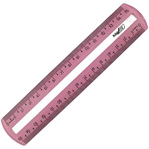 Regua de poliestireno guia de leitura rosa 15cm. - maxcril (pct.c/10)