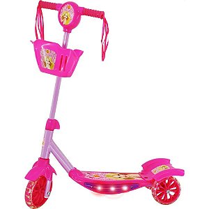 Patinete rosa c/luz,som e cesta - dm toys (unidade)