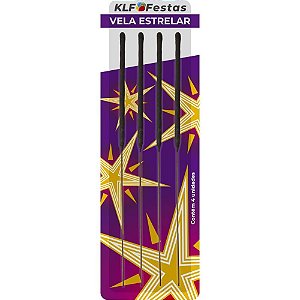 Vela para aniversario estrelar c/04 - klf festas (pct.c/10)