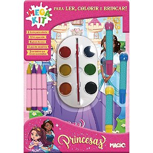 Livro infantil colorir mega kit princesas ler e color - magic kids (unidade)