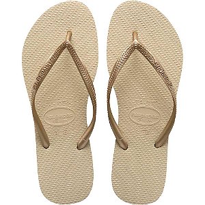 Chinelo havaianas feminino slim 37/8 areia/dourado - havaianas (par)