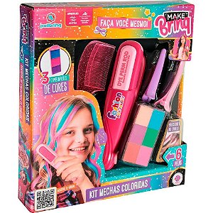 Maquiagem e beleza infantil make brinq mechas coloridas(sortido) - polibrinq (kit)