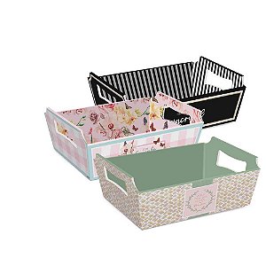 Cesta de papel sortida tam m 22x15x9cm - cromus (pct.c/10)