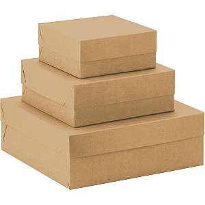 Caixa para presente com tampa kraft pq 16x16x7 quadrada - cristina (pct.c/10)