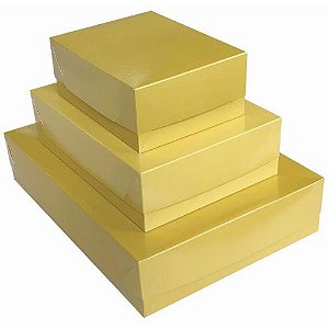 Caixa para presente com tampa md 26x19x7,5 dourado - cristina (pct.c/05)