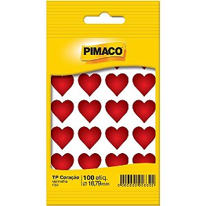 Etiqueta lisa com formas tp coracao vermelho 5 fls - pimaco (ct.c/20)