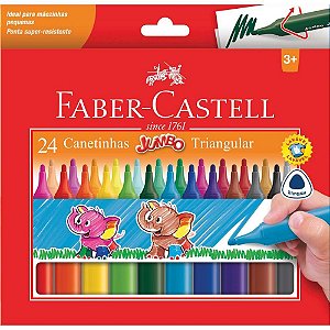 Caneta hidrografica jumbo triangular 24 cores - faber-castell (pct.c/06)