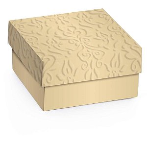 Caixa para presente com tampa mini c/relevo ouro g 12cm. - cromus (pct.c/10)