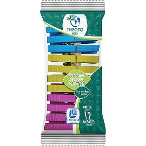 Prendedor de roupa plastico pequeno cores (sortido) - theoto (pct.c/12)