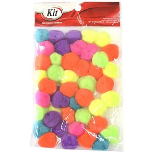 Aviamento pompom multicolor#3 20mm c/45un. - kit (pacote)