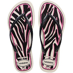 Chinelo havaianas feminino slim animals 39/0 bege palha - havaianas (par)