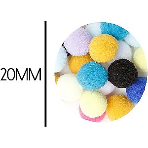 Aviamento pompom multicor 20mm c/100unid. - nybc (pacote)