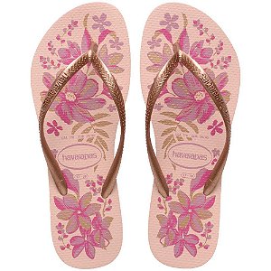 Chinelo havaianas feminino slim organic 33/4 rosa/dourado - havaianas (par)