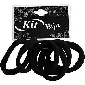 Acessorio para cabelo elastico preto 4cm c/06un. - kit (pct.c/12)
