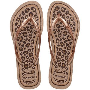 Chinelo havaianas feminino slim animals 37/8 rose gold - havaianas (par)