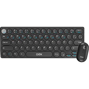 Kit perifericos retro tecl+mouse s/fio preto - newex (kit)