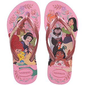 Chinelo havaianas infantil princesas slim kids 29/0 rosa - havaianas (par)
