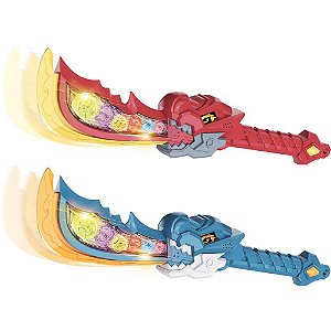 Fantasia acessorio espada dino power c/luz e som - dm toys (unidade)